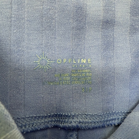 NWT‼️ OFFLINE by Aerie High Rise Ribbed Lettice Trim Bike Shorts in Periwinkle - Picture 3 of 4